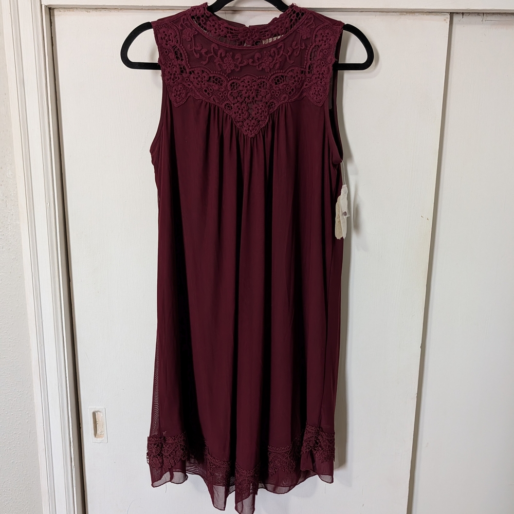 Altar'd State Wine/Burgundy Lace Mini Dress